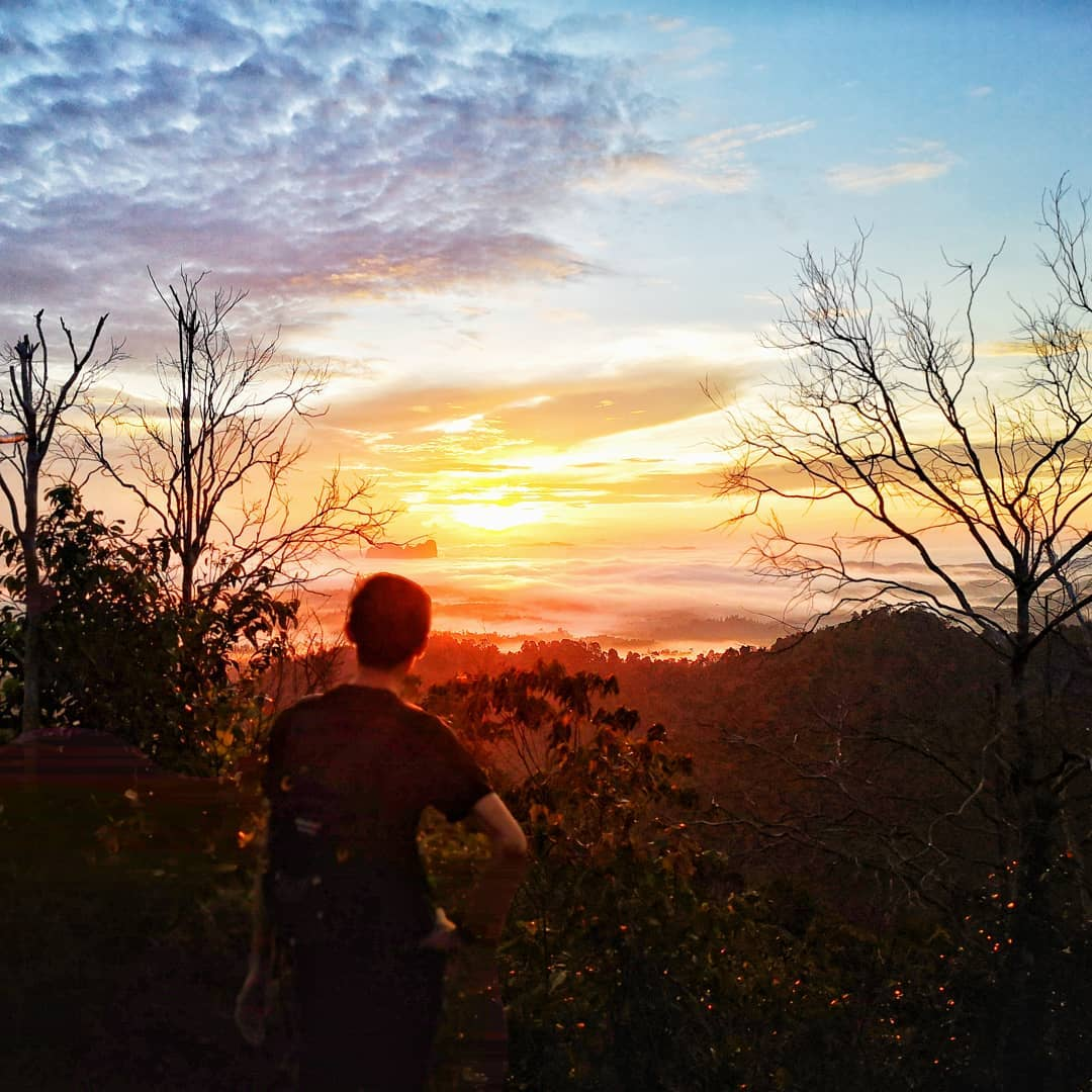 Guy overlooking the sunrise at Panorama Hill