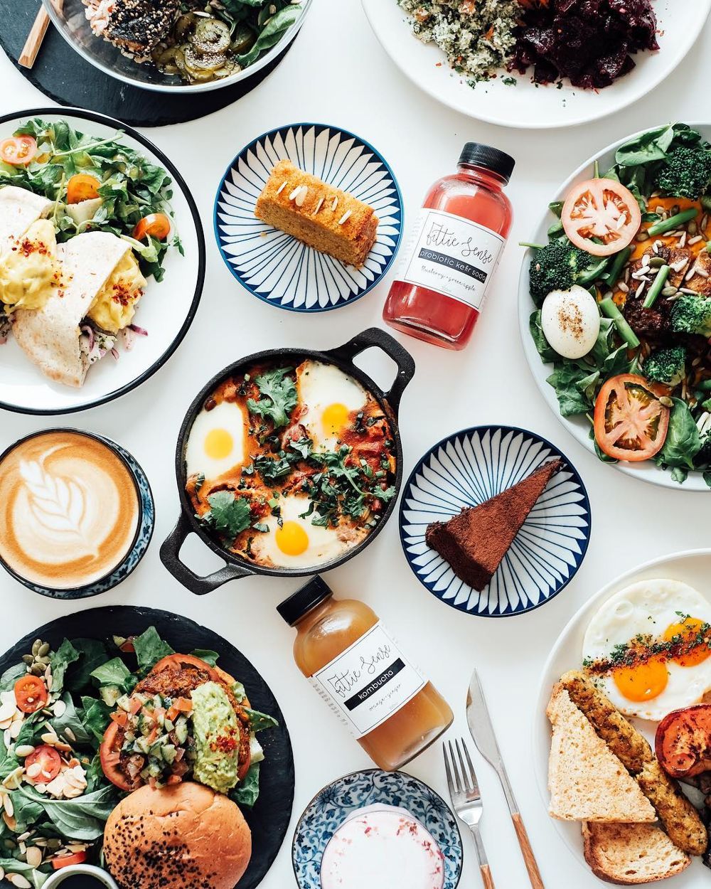 Flatlay of dishes at Fittie Sense