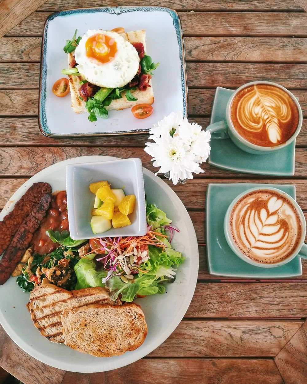 Toast with egg and Vegan big breakfast at RGB Cafe