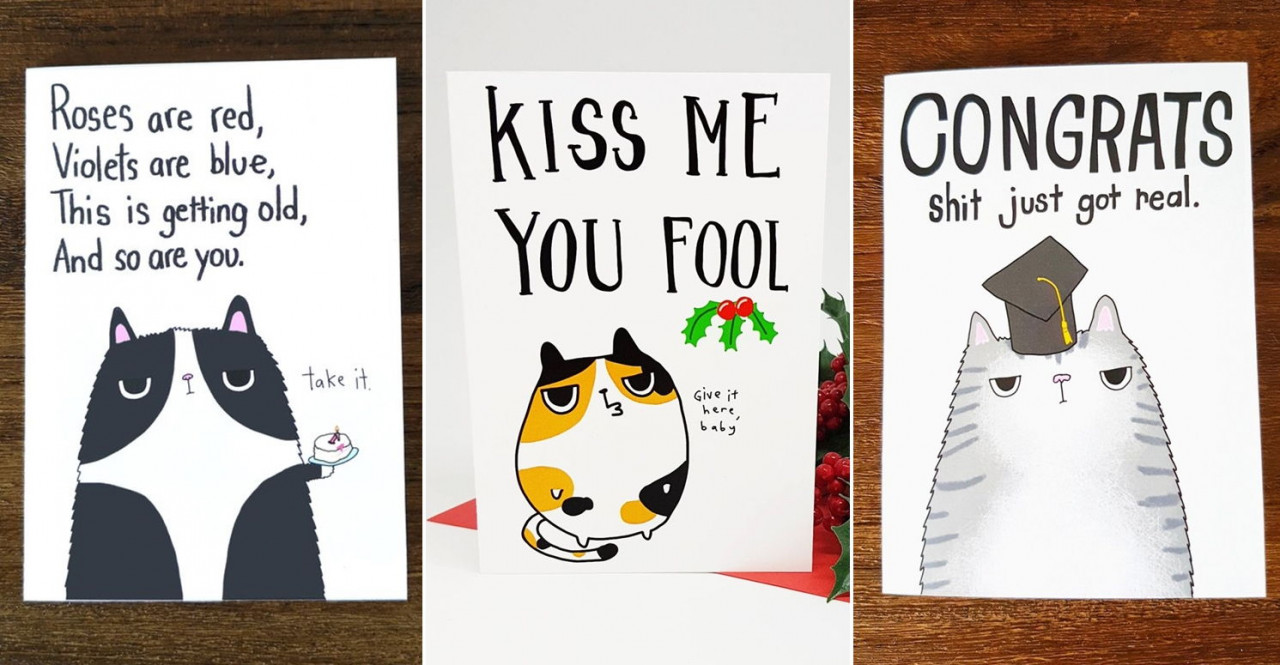 Cat themed birthday cards 