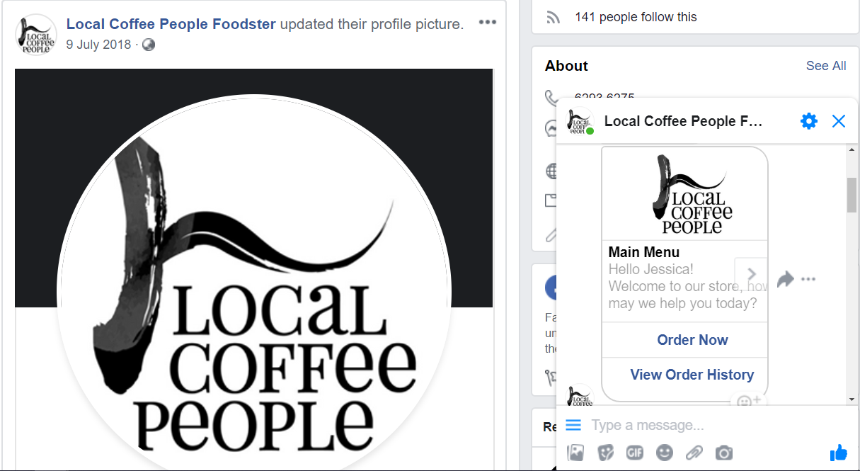 Screengrab of Local Coffee People Foodster