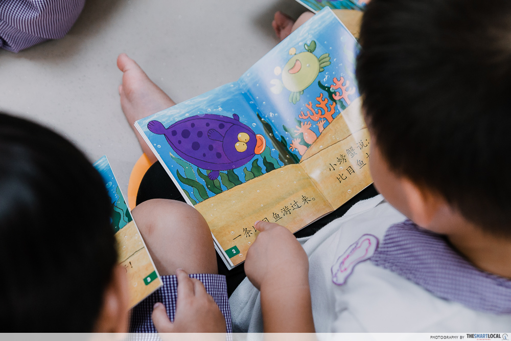 Child reading Chinese children's book