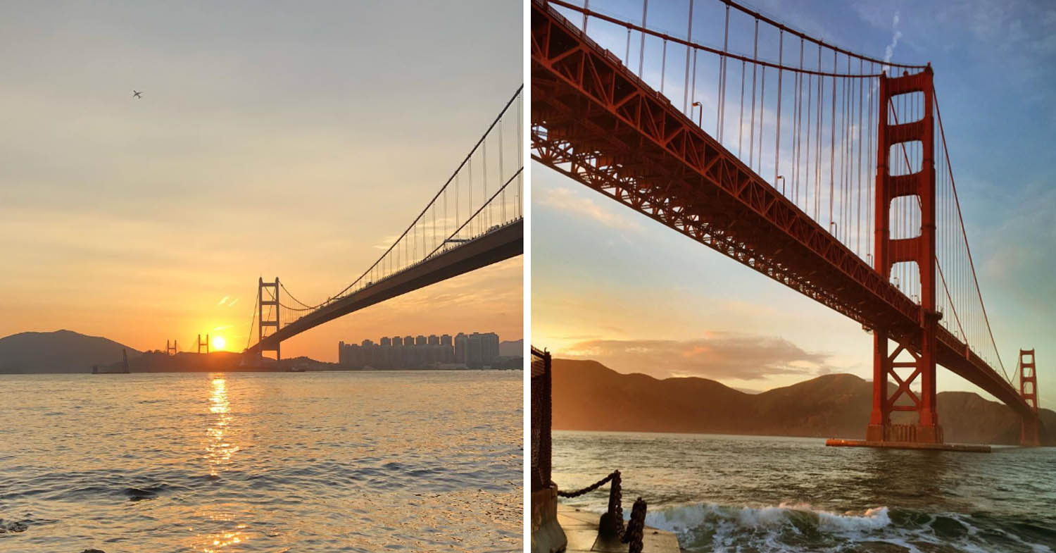 Tsing Ma Bridge and Golden Gate Bridge