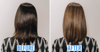 Before and after keratin treatment