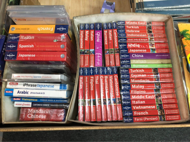 Pile Of Secondhand Books On Different Topics Stacked On Top Of Each