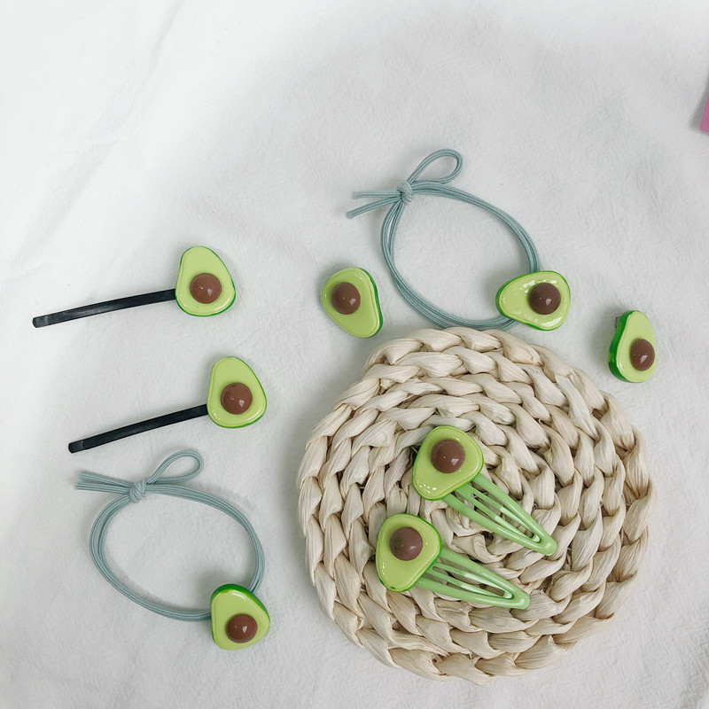 avocado hair clips pins & tie