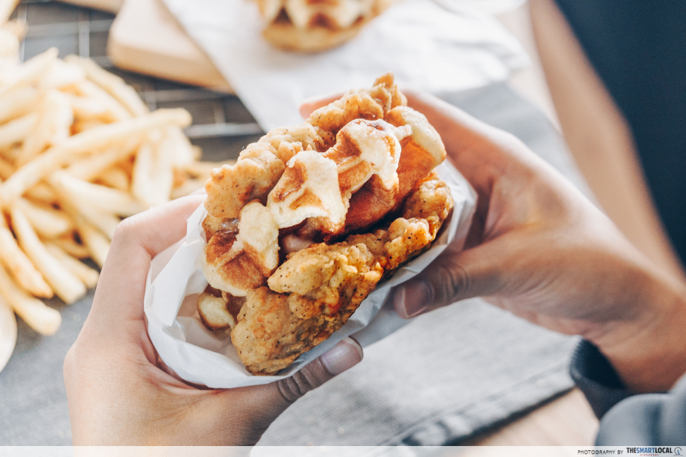 KFC waffle double down - close up 