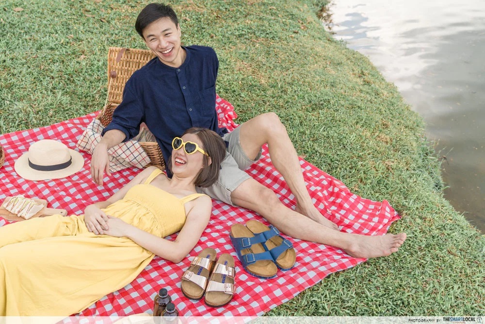 a couple picnicking in singapore