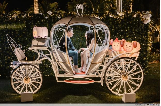 couple looking at each other fairytale carriage