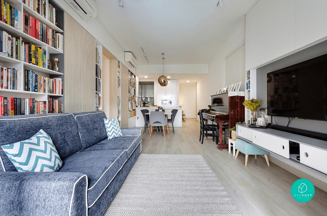 HDB renovation idea for Book lover's living room