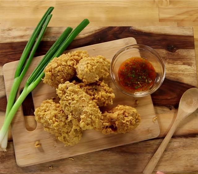 Maggie mee-crusted fried chicken