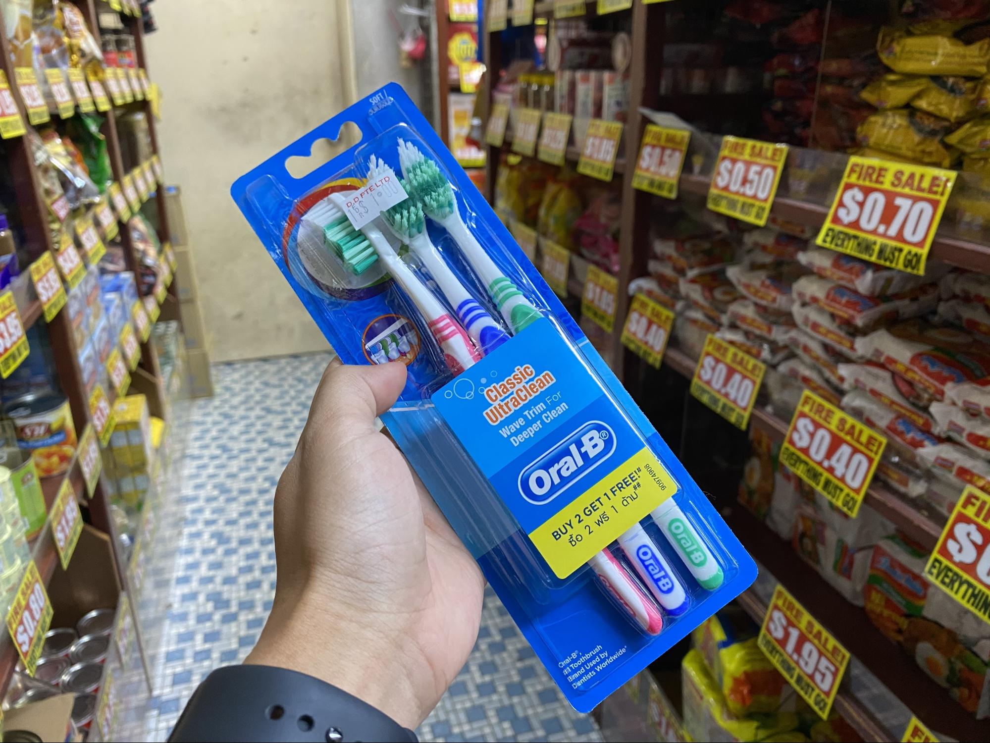 Oral-B toothbrushes at the value dollar store.