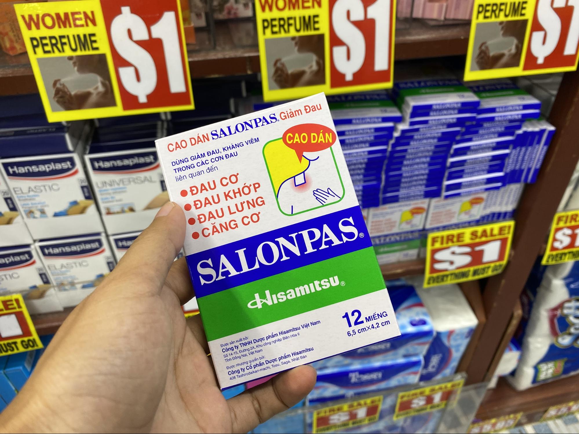 Salonpas pain relief patches at the Value Dollar store.
