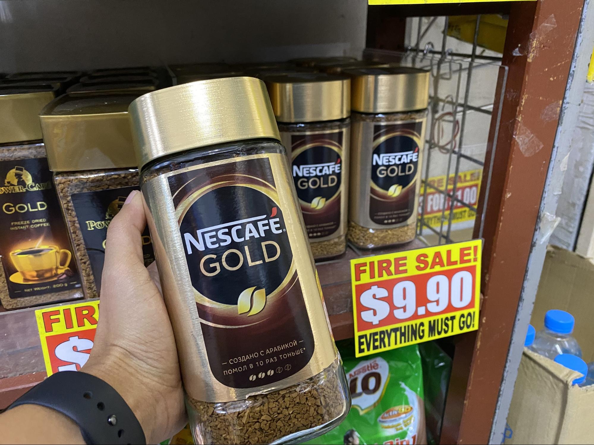 Nescafe Gold soluble coffee at the value dollar store in Singapore