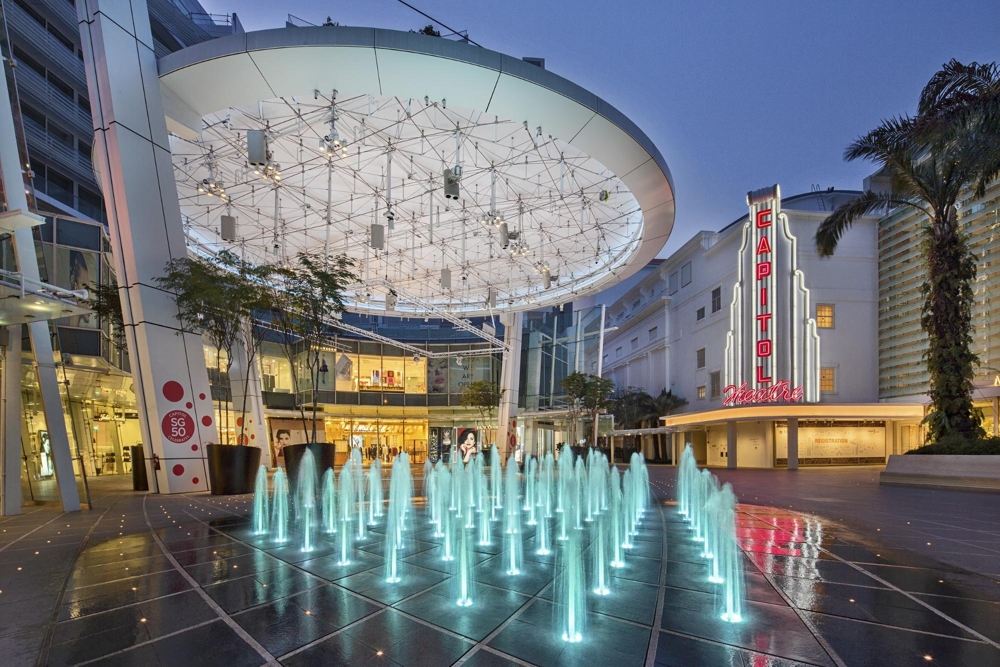 shopping malls in singapore then and now - capitol piazza fountain