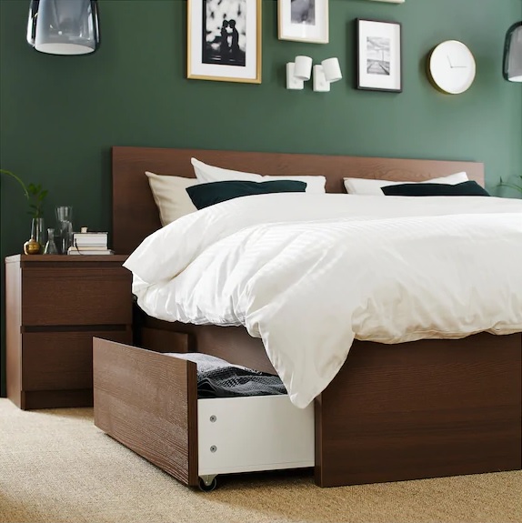 Ikea bed and side table set