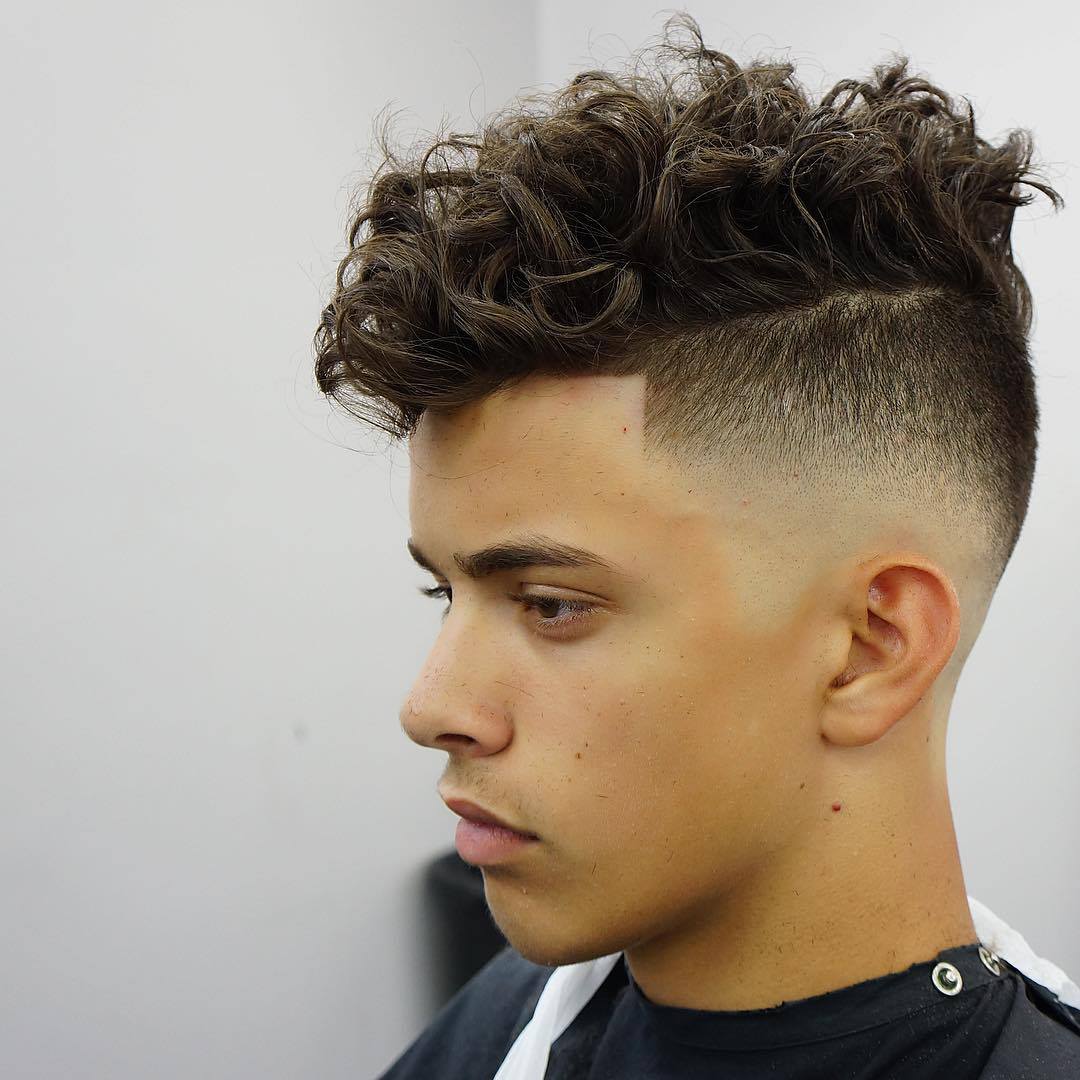 curly pompadour - perm hairstyles for men