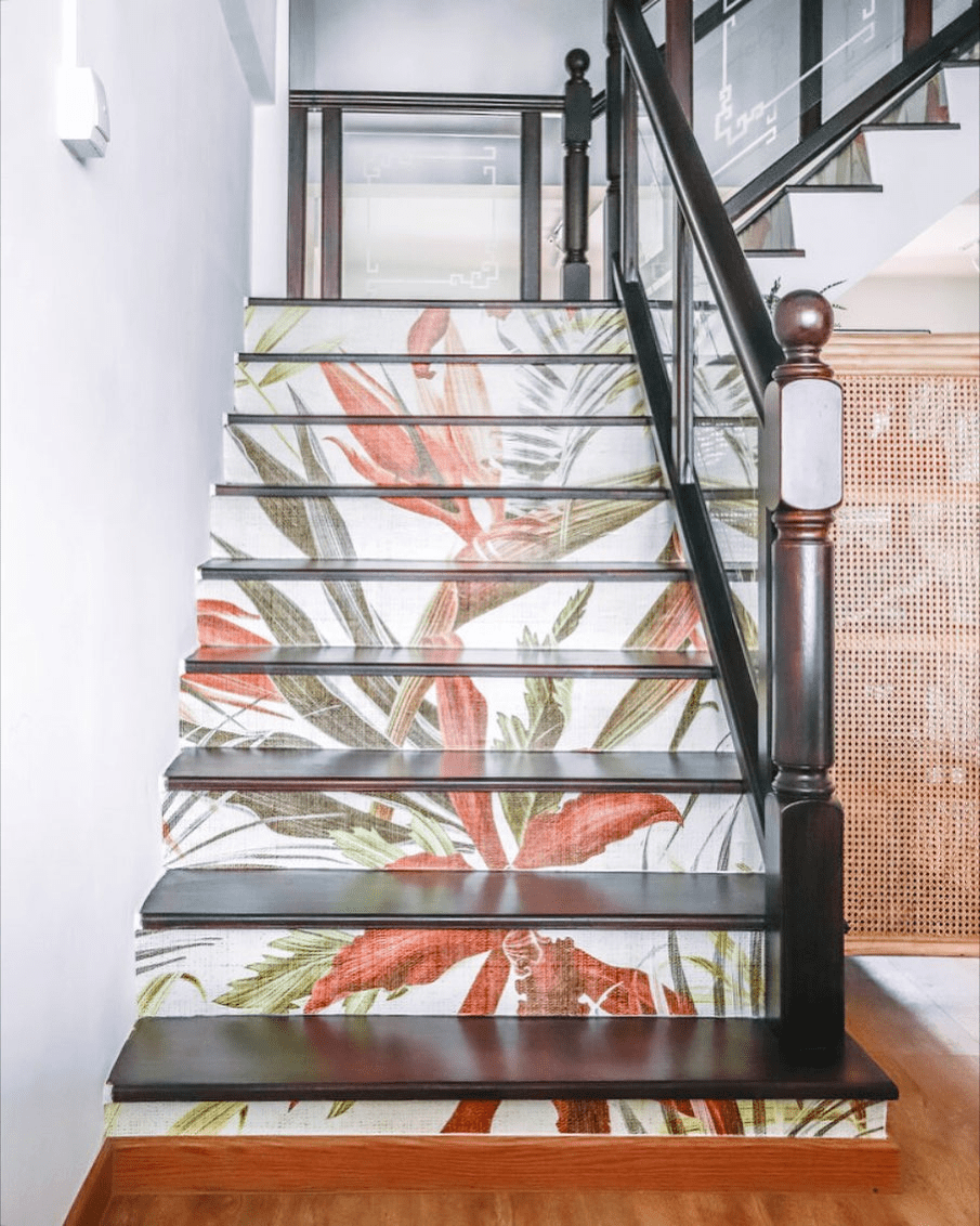 Make room home styling - wallpaper on HDB maisonette staircase