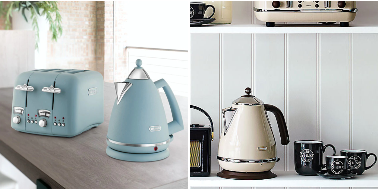 Delonghi argento flora and icona vintage electric kettles