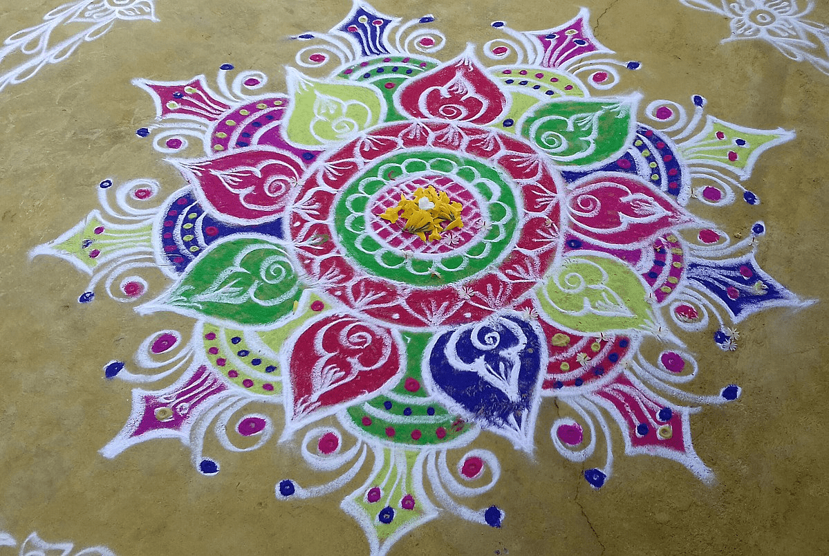 Rangoli Drawing Deepavali Tradition Singapore Hinduism