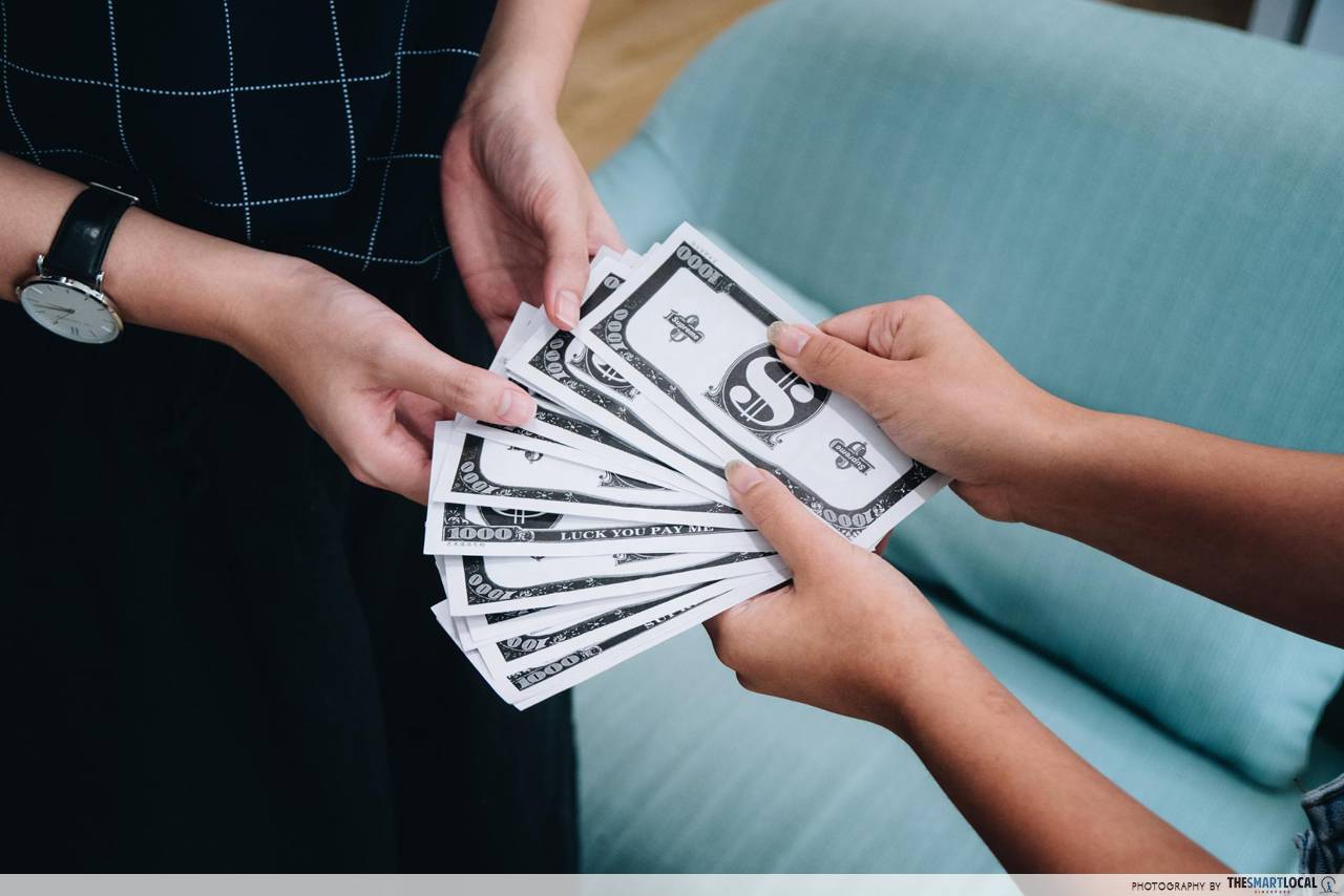 money being given to woman
