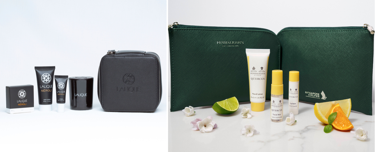 Lalique and Penhaligon's amenity kits