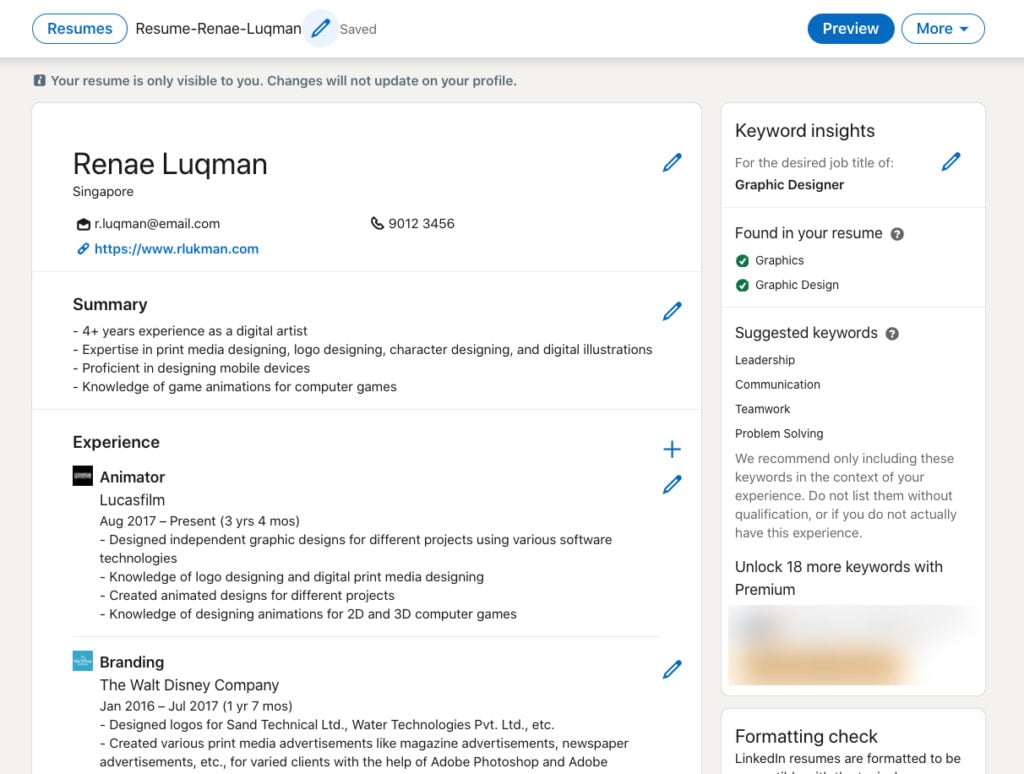 linkedin resume builder review