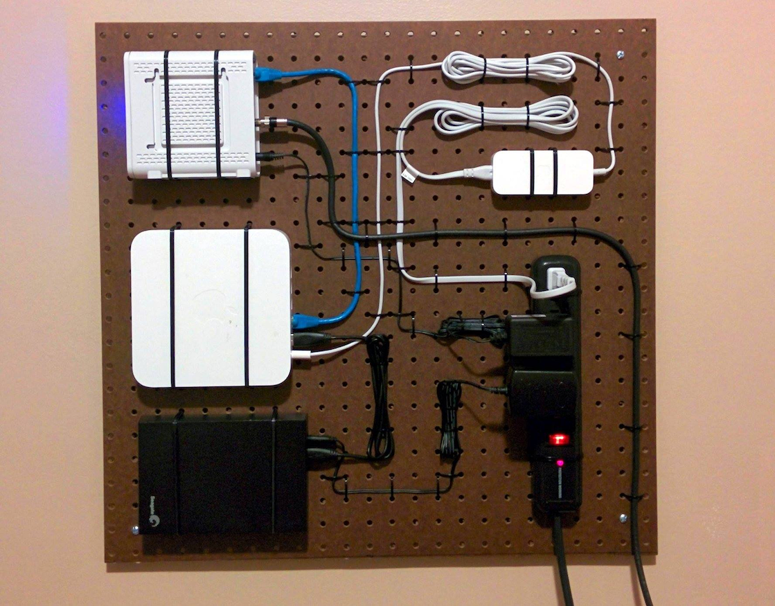 home organisation tips (6) - organise cables using pegboard and cable ties 