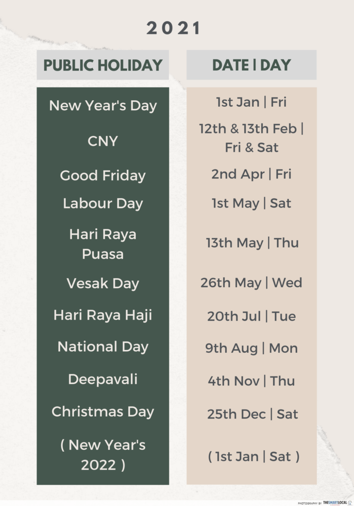 Singapore Public Holidays 2021 – How To Maximise Your ALs To Get 9 Long ...