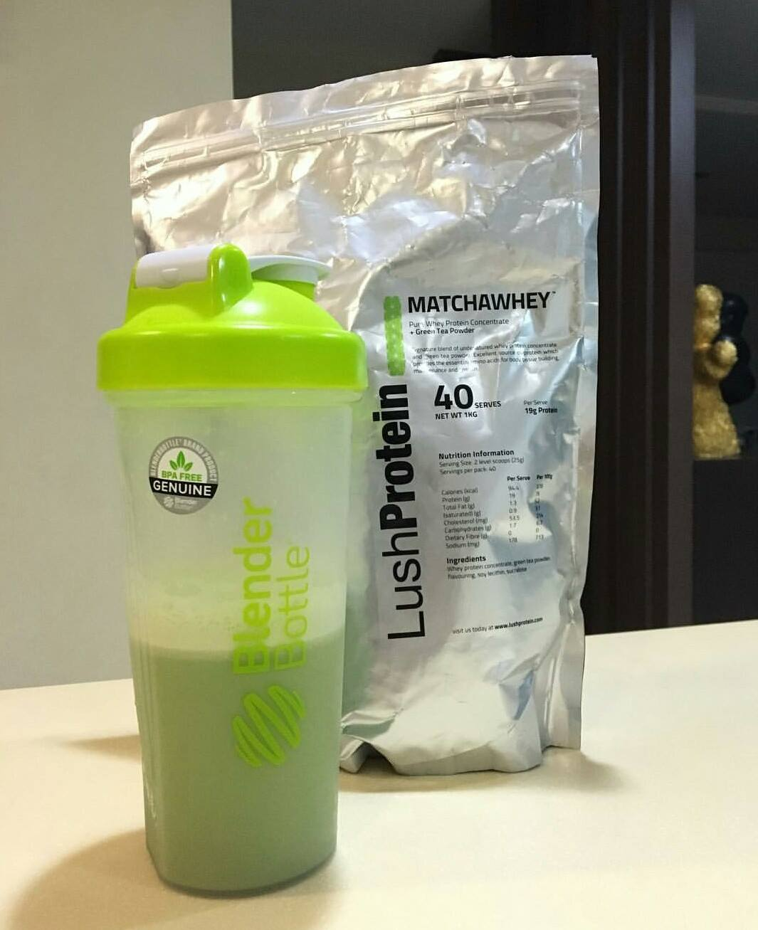lushprotein matchawhey is a 2-in-1 protein powder with energy boosting properties