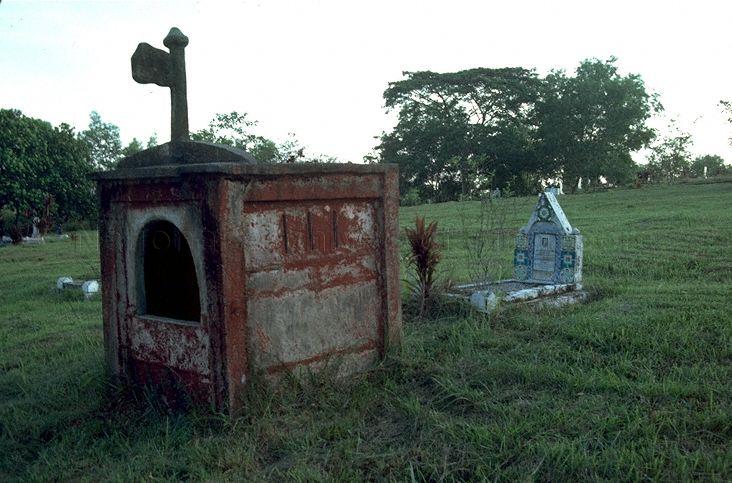 tombstone in Hindu cemetery