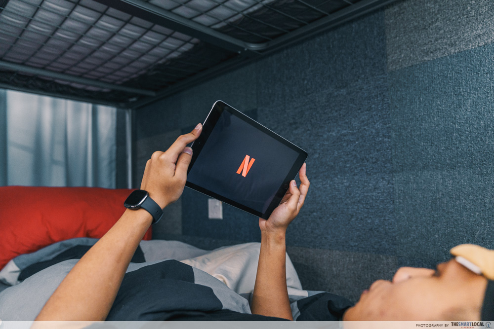 watching Netflix in bed