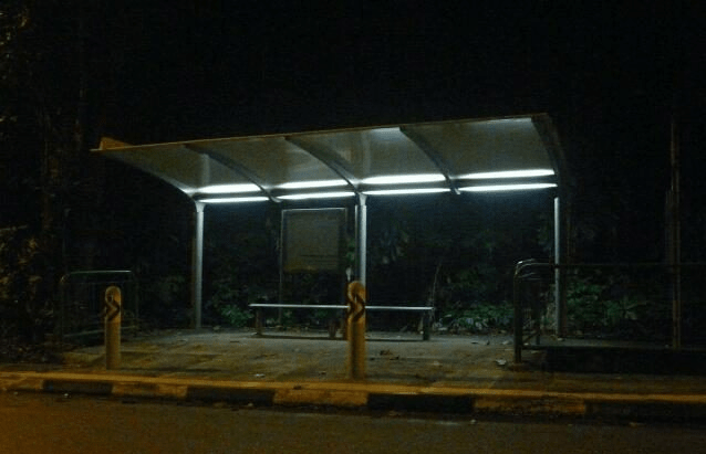 Singapore bus stop at night
