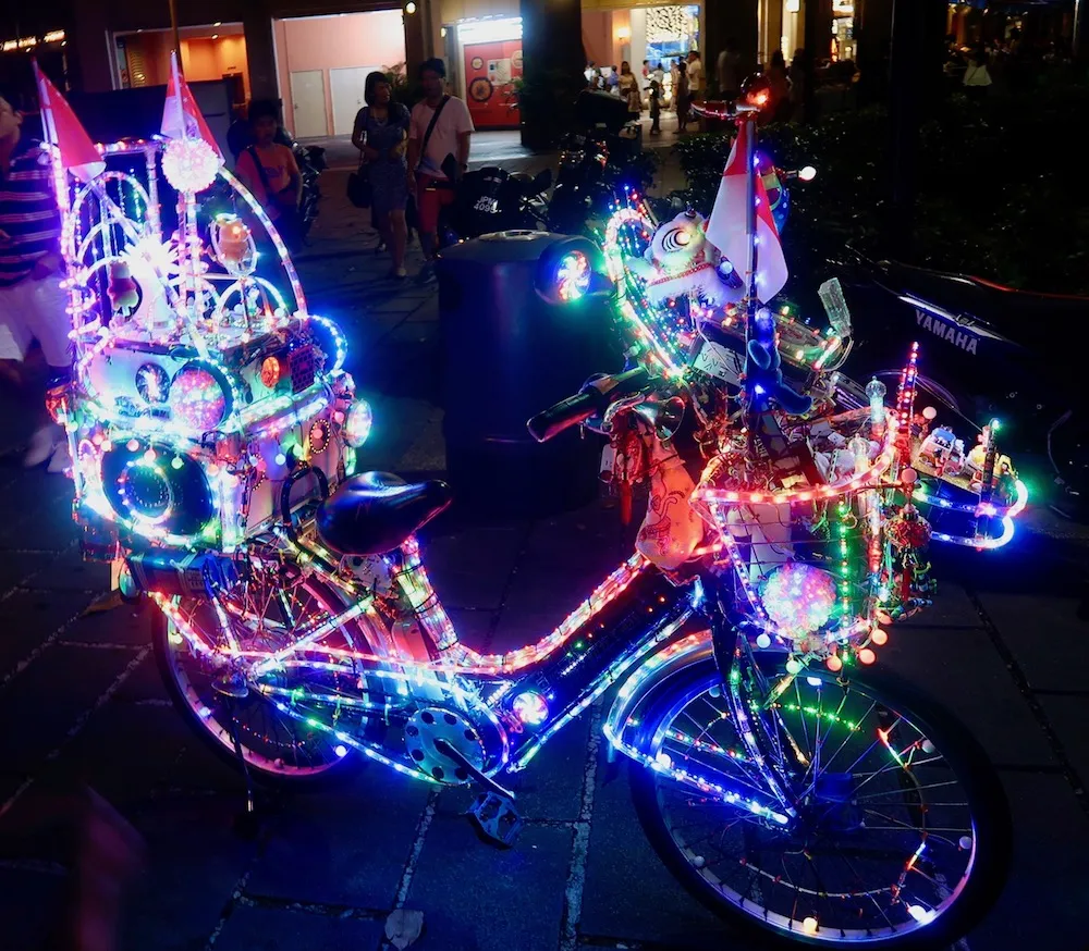 cycling rules in singapore - colourful LED bicycle singapore uncle