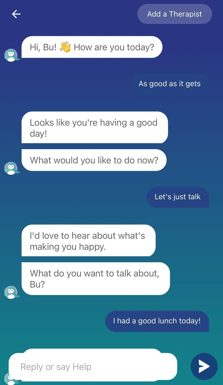 mental health services and hotlines - wysa chatbot