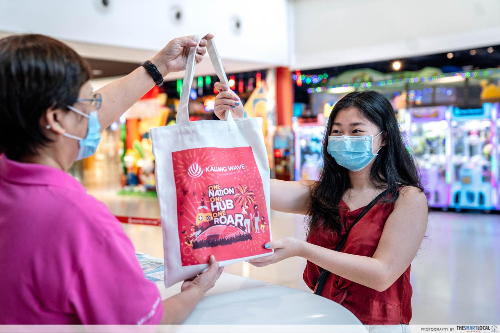 kallang wave mall National Day goodie bag redemption