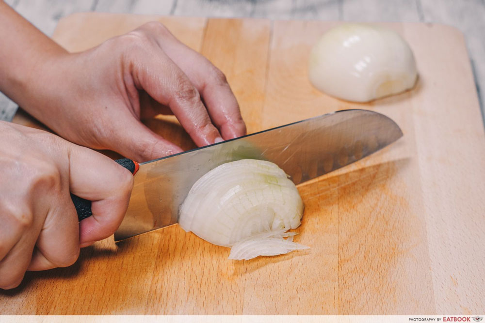 Chopping an onion