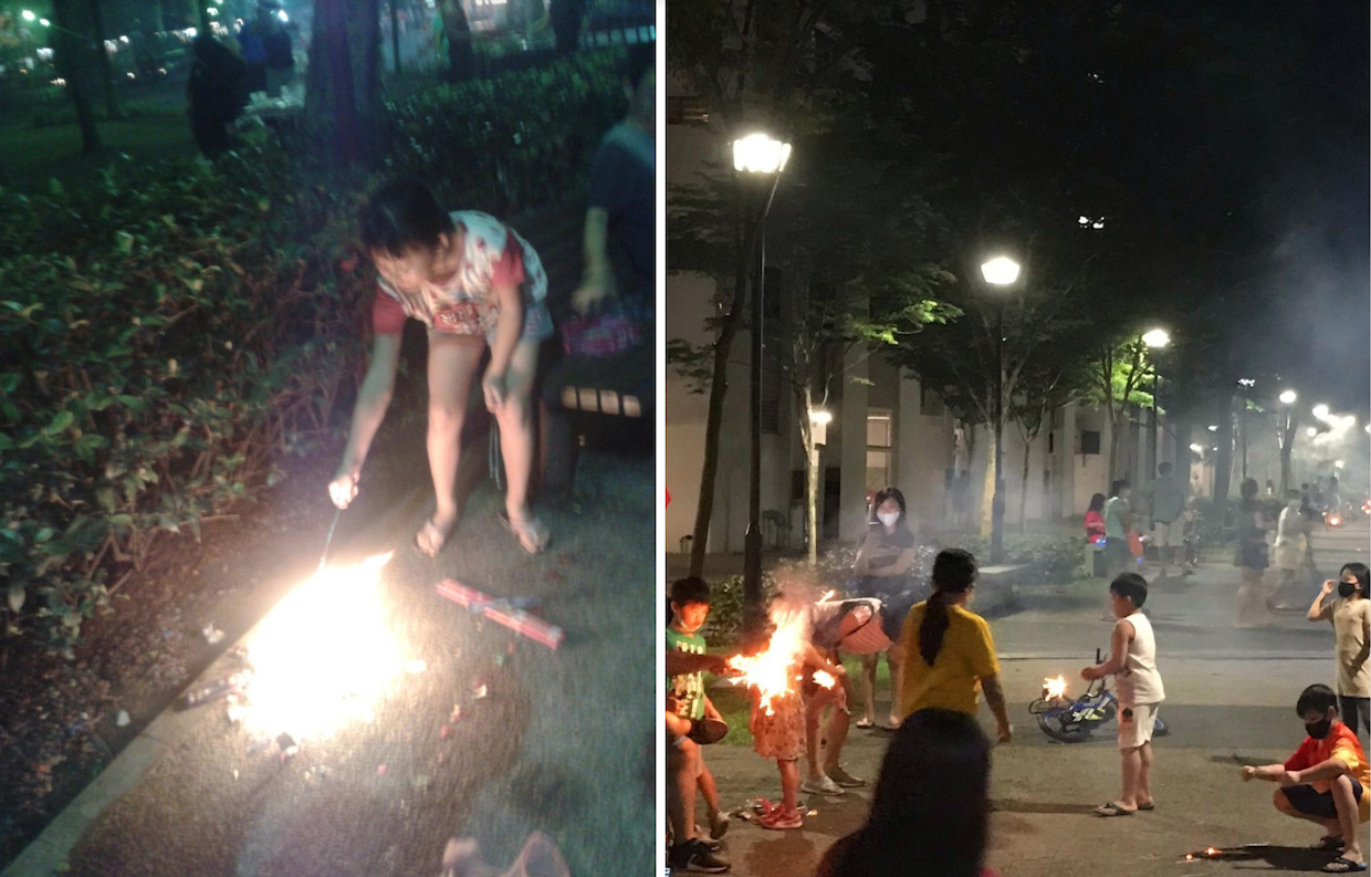 mid-autumn festival singapore - paper lanterns burning