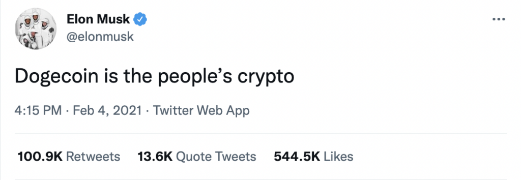 Crypto Investing Lessons - Elon Musk Tweet