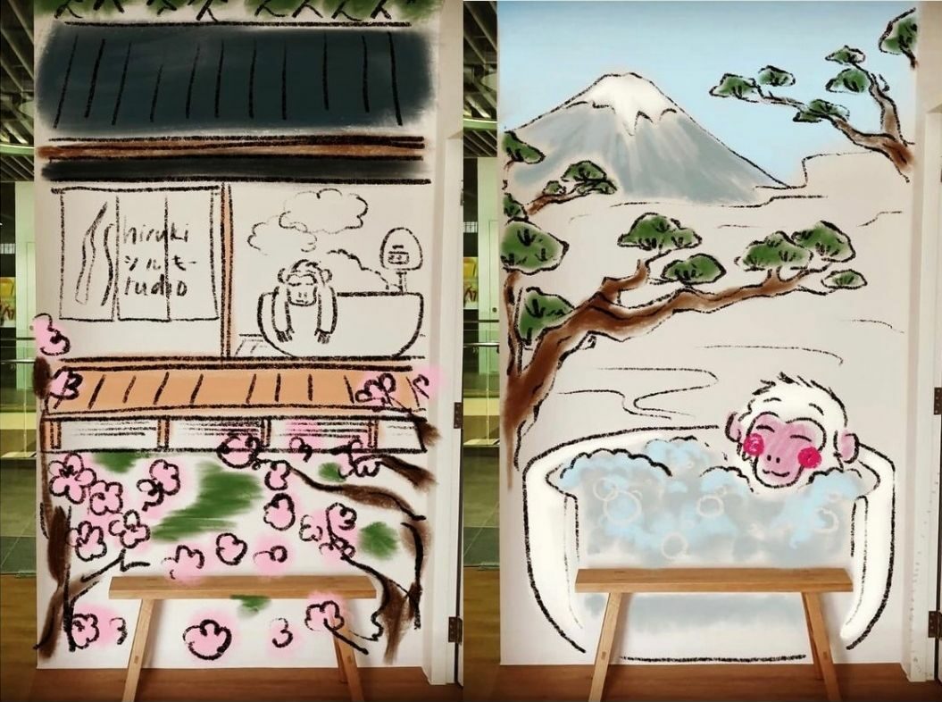 Shiruki Studio - snow monkey wall illustrations