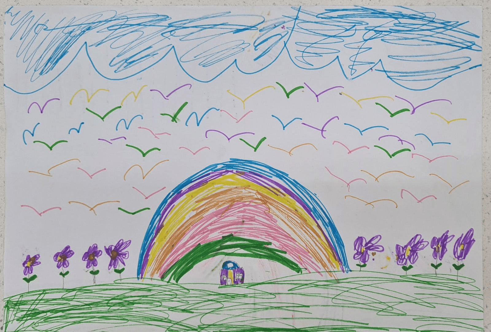 arts & craft kid's drawing rainbow