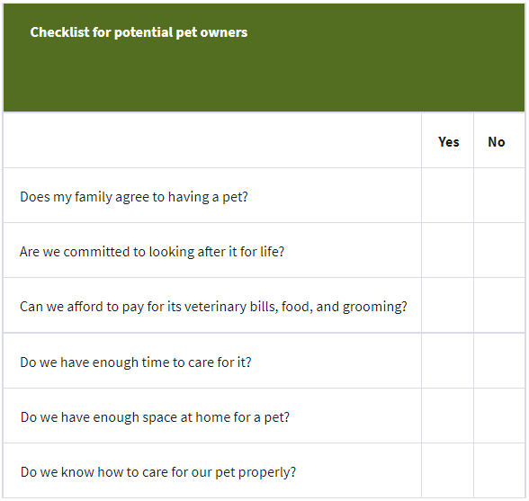 Pet adoption in Singapore - Pet owner checklist