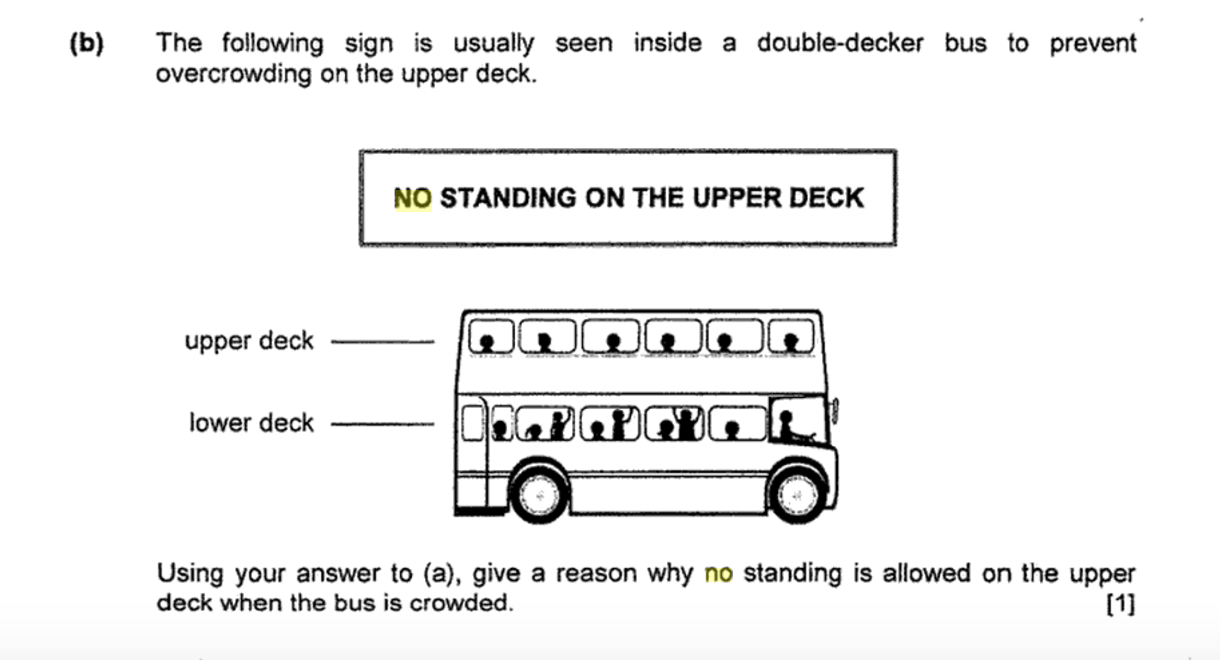 Primary School Exam - double decker bus