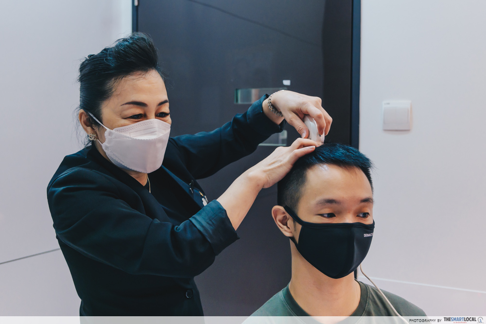 scanning my scalp at yun nam hair care