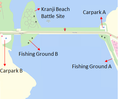 Kranji Reservoir Park - fishing ground map