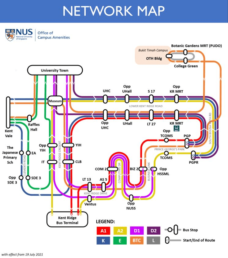 NUS shuttle bus map
