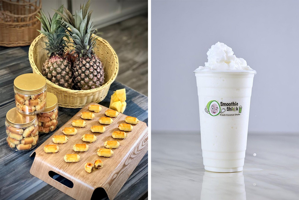 pineapple tarts and coconut smoothies
