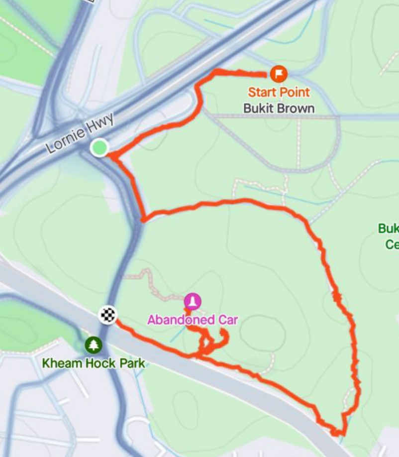 hiking trails in singapore - route map