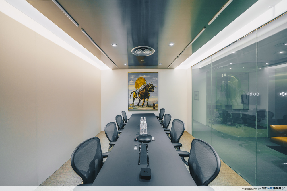 bull run by beeple in coinhako conference room