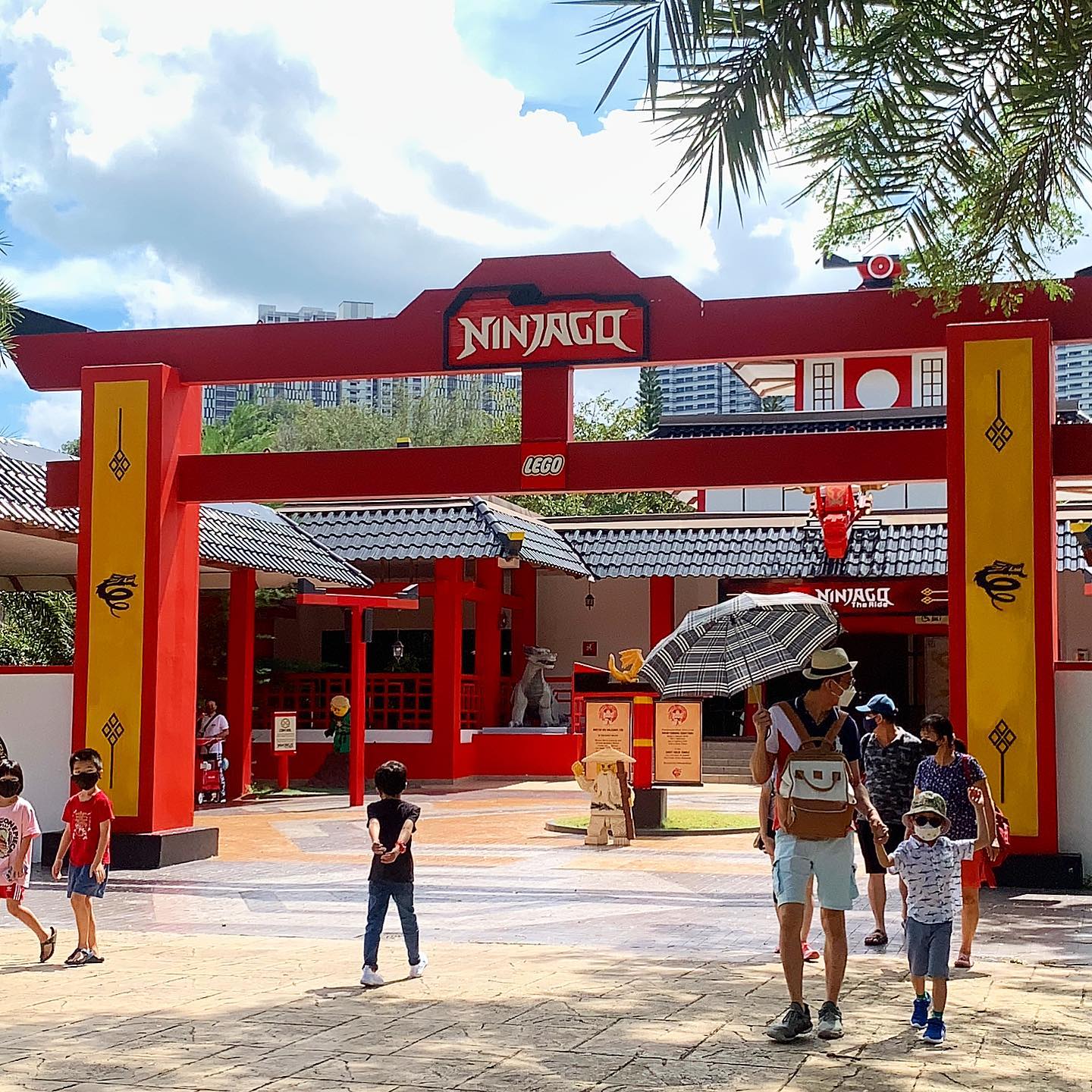 ninjago world entrance with japanese-inspired gate at legoland malaysia 